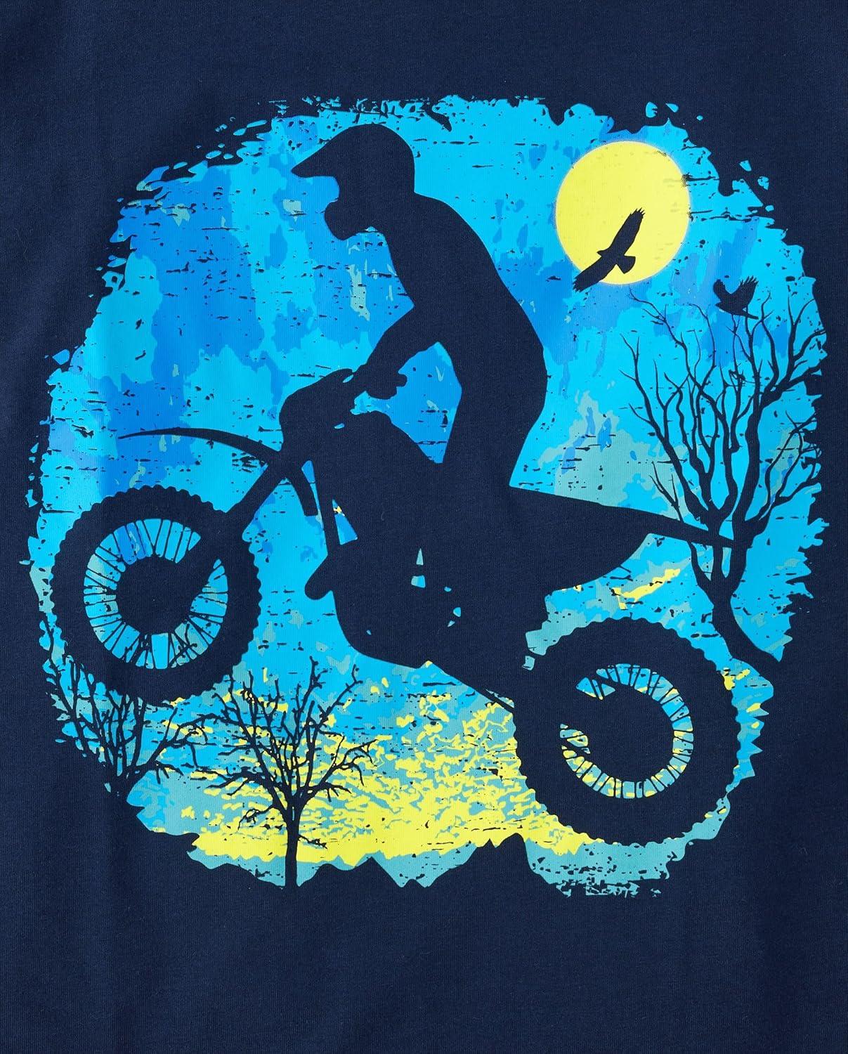 imageThe Childrens Place Boys GamerCarsSports Long Sleeve Graphic TShirts2 PackBikerMonster Truck