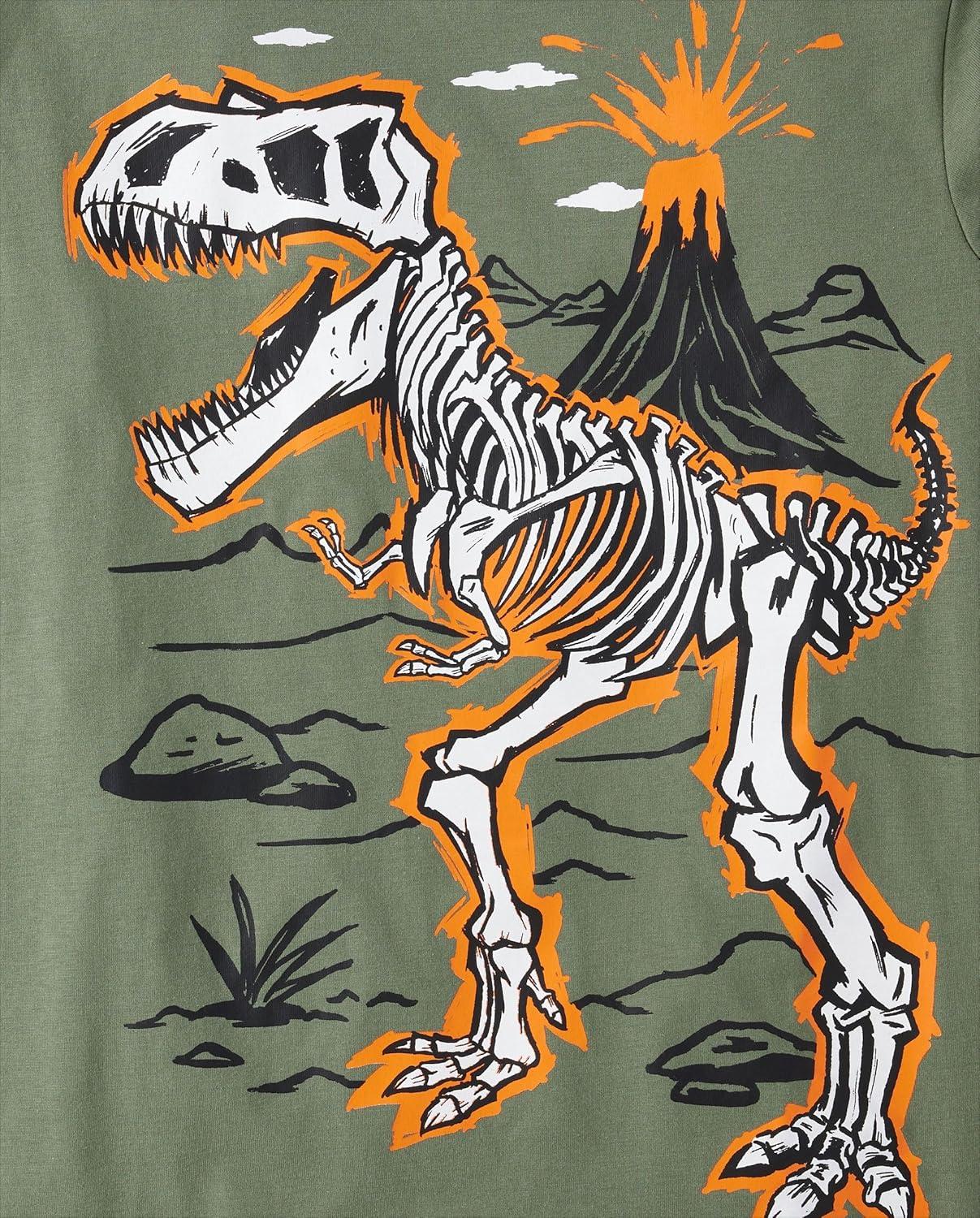 imageThe Childrens Place Boys GamerCarsSports Long Sleeve Graphic TShirts2 PackGood VibesDino Bones