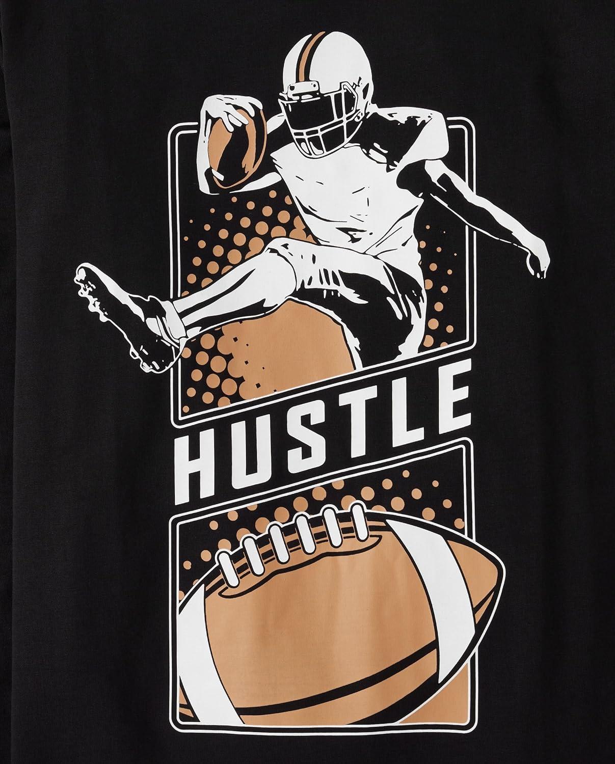 imageThe Childrens Place Boys GamerCarsSports Long Sleeve Graphic TShirts2 PackHustleWarning Awesome