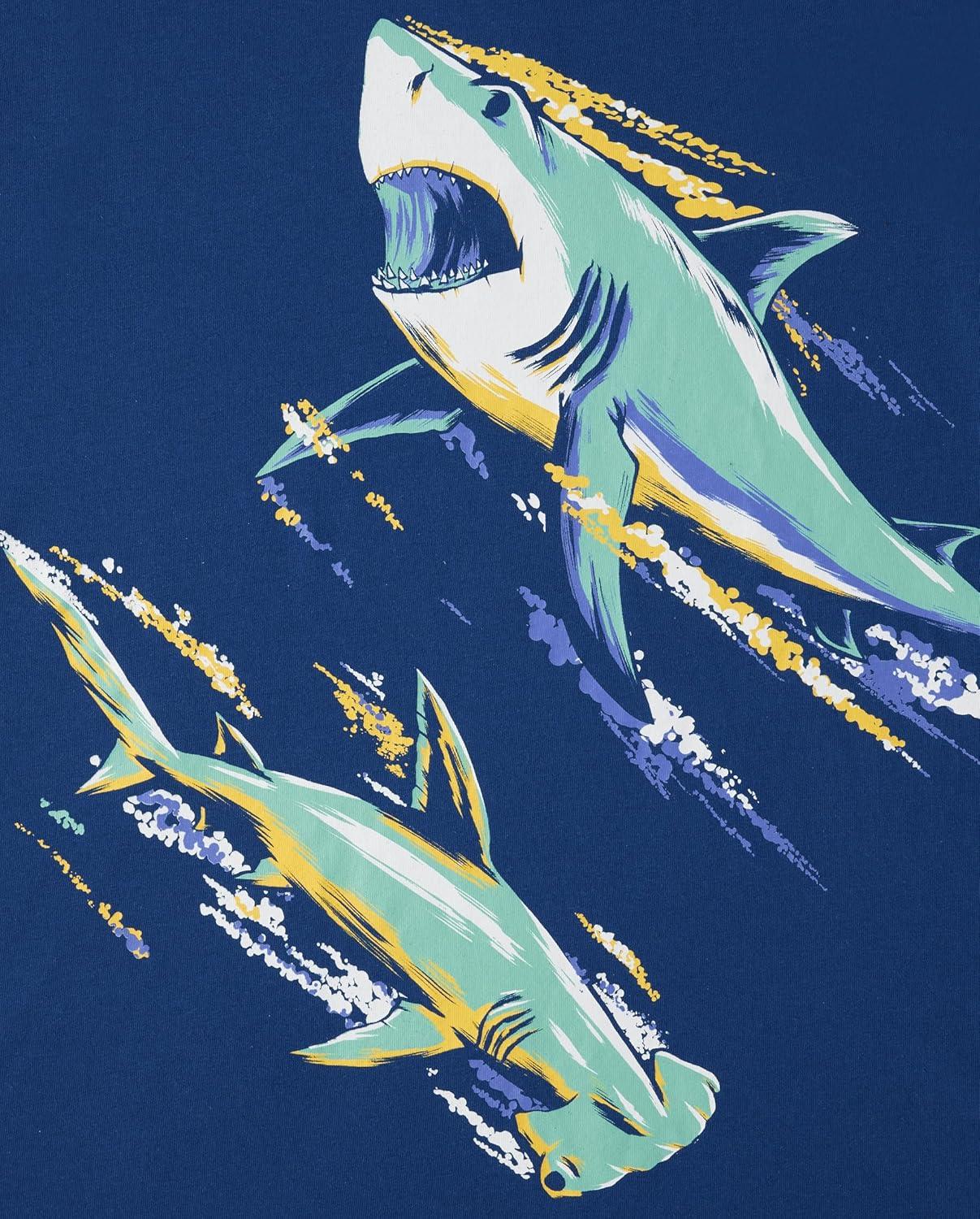 imageThe Childrens Place Boys GamerCarsSports Long Sleeve Graphic TShirts2 PackSharksDino Skeleton 2pack