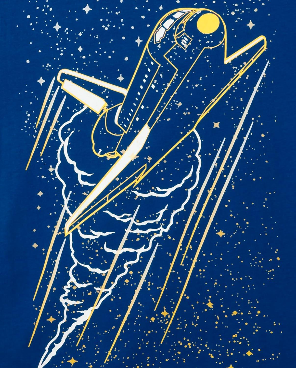 imageThe Childrens Place Boys GamerSportsCars Short Sleeve Graphic TShirts2 PackDino AstronautSpaceship