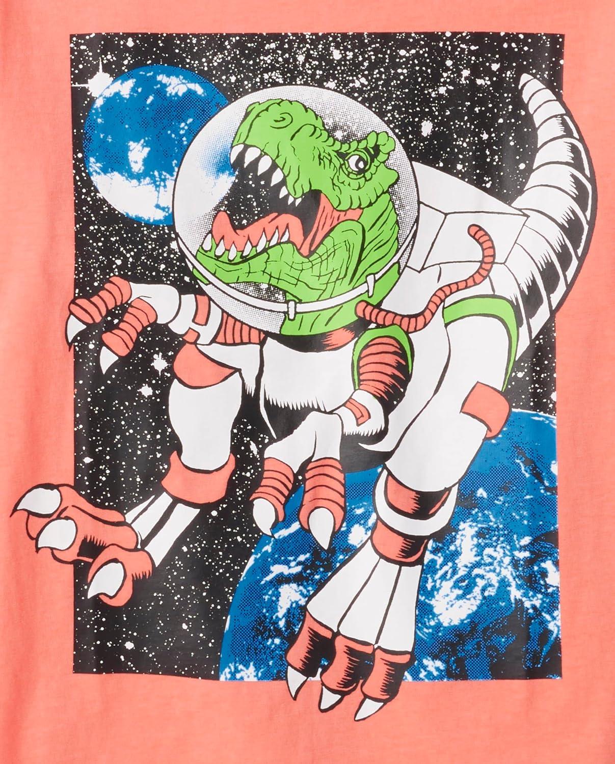 imageThe Childrens Place Boys GamerSportsCars Short Sleeve Graphic TShirts2 PackDino AstronautSpaceship