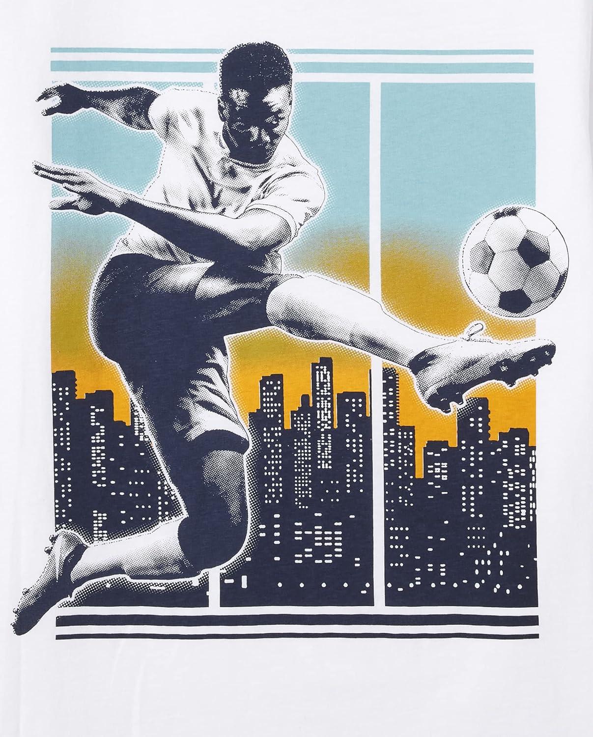 imageThe Childrens Place Boys GamerSportsCars Short Sleeve Graphic TShirts2 PackSoccer KickGoal 2pack