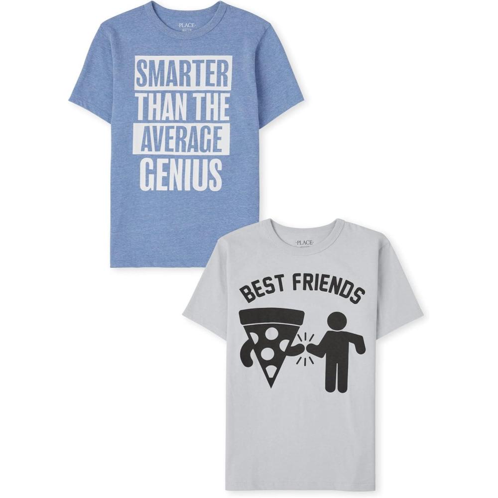 imageThe Childrens Place Boys GamerSportsCars Short Sleeve Graphic TShirts2 PackGeniusBest Friends 2pack