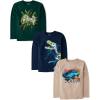 imageThe Childrens Place Boys Dino Long Sleeve Graphic TShirtsmultipacksControllerRace CarDino Skeleton 3pack