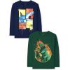 imageThe Childrens Place Boys GamerCarsSports Long Sleeve Graphic TShirts2 PackSharkDino 2pack