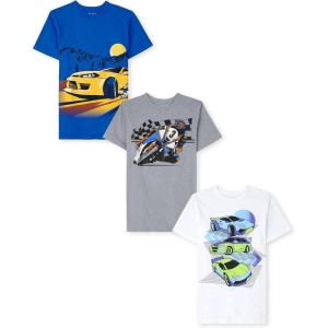 imageThe Childrens Place Boys AnimalsCars Short Sleeve Graphic TShirts3 PackRacers 3pack