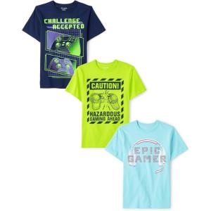 imageThe Childrens Place Boys Boys Short Sleeve Graphic T Shirt 3PackChallenge AcceptedCautionEpic Gamer