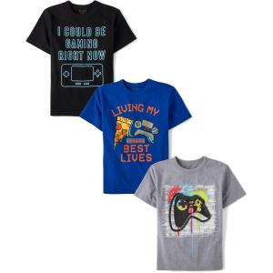 imageThe Childrens Place Boys Boys Short Sleeve Graphic T Shirt 3PackControllersGamingBest Life