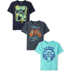 imageThe Childrens Place Boys Boys Short Sleeve Graphic T Shirt 3PackDual GamingControllerGaming 3pack