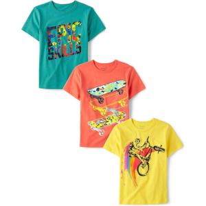 imageThe Childrens Place Boys Boys Short Sleeve Graphic T Shirt 3PackEpic SkillsSkateboardBicycle