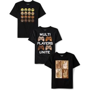 imageThe Childrens Place Boys Boys Short Sleeve Graphic T Shirt 3PackMultiplayerEmojisPeace