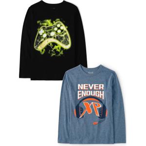 imageThe Childrens Place Boys GamerCarsSports Long Sleeve Graphic TShirts2 PackGame ControllerNever Enough 2pack