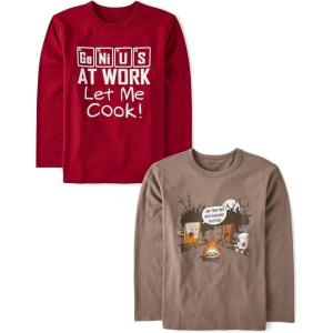 imageThe Childrens Place Boys GamerCarsSports Long Sleeve Graphic TShirts2 PackLet Me CookSmores Campfire