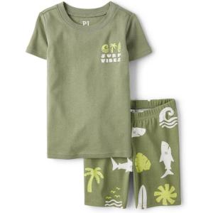 image:imageThe Childrens Place Boys 100 Cotton Sleeve Top and Shorts 2 Piece Pajama SetCapers