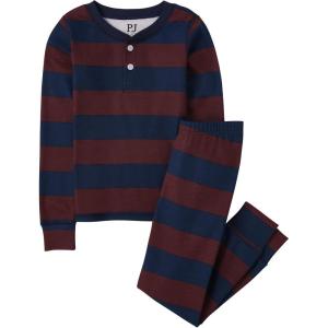image:imageThe Childrens Place boys 100 Cotton Long Sleeve Top and Pants2 Piece Pajama SetBurgundy Stripe Henley