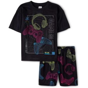 image:imageThe Childrens Place boys Short Sleeve Top and Shorts2 Piece Pajama SetNeon Gamer