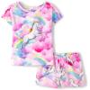 image:imageThe Childrens Place Girls Short Sleeve Top and Shorts2 Piece Pajama SetUnicorn Pink Neon