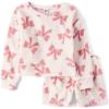 image:imageThe Childrens Place Girls 100 Fleece Long Sleeve Top and Shorts2 Piece Pajama SetBunnys Tail Bows