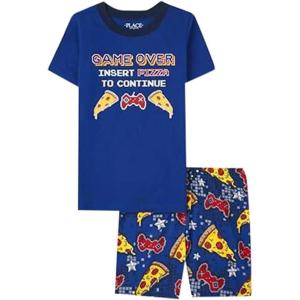 image:imageThe Childrens Place Boys Short Sleeve Top and Shorts Snug Fit 100 Cotton 4 Piece Pajama SetGlow Pizza