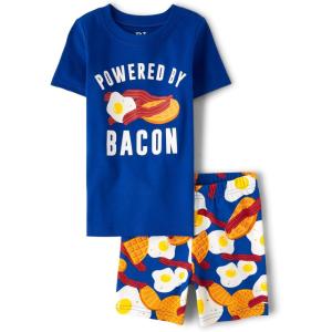image:imageThe Childrens Place Boys Short Sleeve Top and Shorts Snug Fit 100 Cotton 4 Piece Pajama SetPowered By Bacon