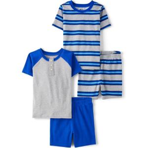 image:imageThe Childrens Place Boys Short Sleeve Top and Shorts Snug Fit 100 Cotton 4 Piece Pajama SetValient BlueStripe