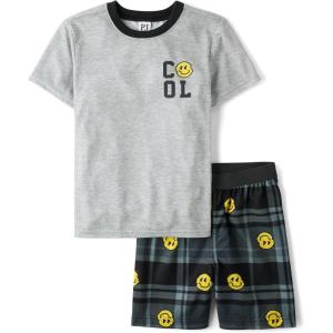 image:imageThe Childrens Place Boys Sleeve Top and Shorts2 Piece Pajama SetHappy Heather Grey