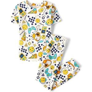 image:imageThe Childrens Place Boys Snug Fit 100 Cotton Short Sleeve Top and Pants 2 Piece Pajama SetGamer