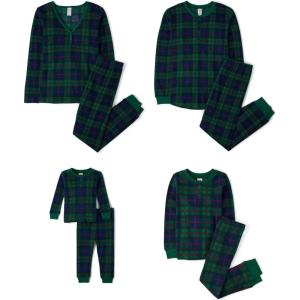 image:imageThe Childrens Place Family Matching Plaid Waffle 2 Piece Pajama SetsGreen Tartan
