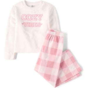 image:imageThe Childrens Place Girls 100 Fleece Long Sleeve Top and Pants2 Piece Pajama SetCozy Club