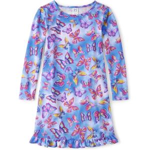 image:imageThe Childrens Place Girls Long Sleeve NightgownNeon Butterflies
