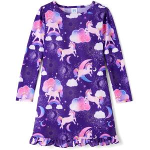 image:imageThe Childrens Place Girls Long Sleeve NightgownPurple Unicorns