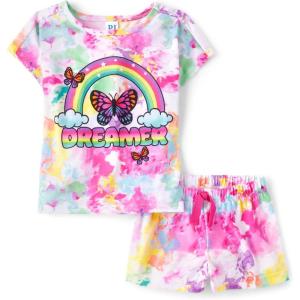 image:imageThe Childrens Place Girls Short Sleeve Top and Shorts 2 Piece Pajama SetPeony Petals Dreamer