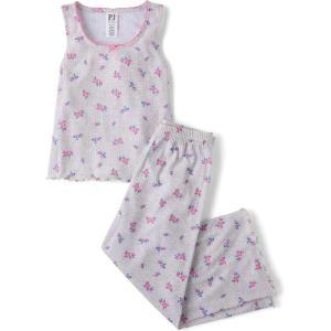 image:imageThe Childrens Place Girls Tank Top and Pants 2 Piece Pajama SetGray Pointelle