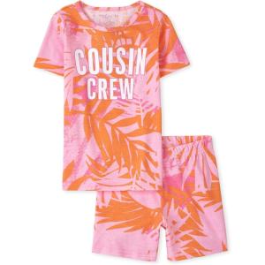 image:imageThe Childrens Place girls 100 Cotton Short Sleeve Top and Shorts2 Piece Pajama SetTropical Cousin Crew
