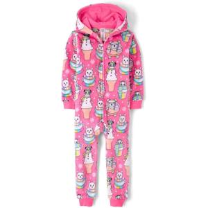 image:imageThe Childrens Place girls Long Sleeve Fleece Zip Up One Piece PajamaNeon Peony Food