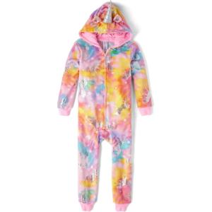 image:imageThe Childrens Place girls Long Sleeve Fleece Zip Up One Piece PajamaUnicorn Sparkle Pink