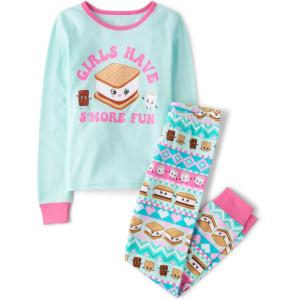 image:imageThe Childrens Place girls Long Sleeve Top and Pants Snug Fit 100 Cotton 2 Piece Pajama SetSmore Fun