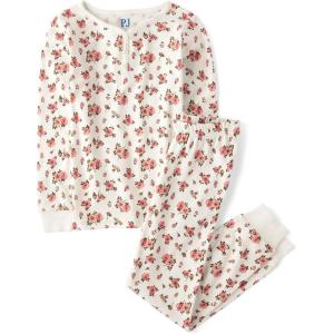 image:imageThe Childrens Place girls Long Sleeve Top and Pants Snug Fit 100 Cotton 2 Piece Pajama SetWhite Daisy Henley