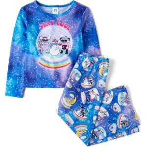 image:imageThe Childrens Place girls Long Sleeve Top and Pants2 Piece Pajama SetBlue Snowglobes