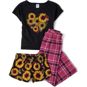 image:imageThe Childrens Place girls Short Sleeve Top and Pants2 Piece Pajama SetSunflower 3pc