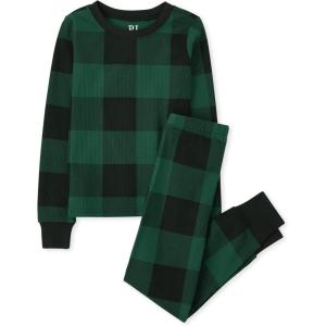 image:imageThe Childrens Place unisexbaby Family Matching Christmas and Holiday Pajama Sets CottonGreenBlack Check