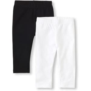 image:imageThe Childrens Place Baby Girls Capri Leggings 2 PackBlackWhite