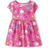 image:imageThe Childrens Placeand Toddler Girls Short Sleeve Fashion DressPink School Doodle
