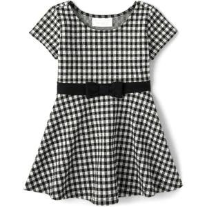 image:imageThe Childrens Placeand Toddler Girls Short Sleeve Fashion DressBlack and White Gingham