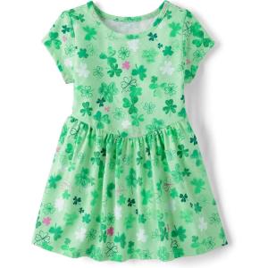 image:imageThe Childrens Placeand Toddler Girls Short Sleeve Fashion DressShamrock Green