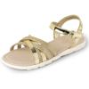 image:imageThe Childrens Place Girls Adjustable Ankle Strap Flat SandalsGold Glitter Crisscross