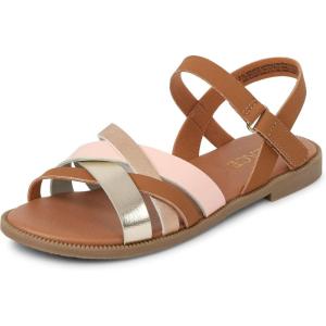image:imageThe Childrens Place Girls Adjustable Ankle Strap Flat SandalsPink Gold Multi Crisscross
