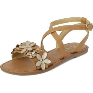 image:imageThe Childrens Place Girls Adjustable Ankle Strap Flat SandalsTan Flower