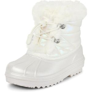 image:imageThe Childrens Place Girls Faux Fur Trim Winter Snow BootsWhite Toggle